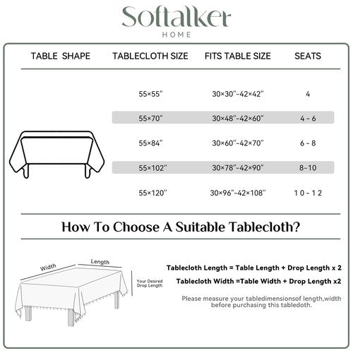 Softalker Outdoor Tablecloth Rectangle, Waterproof Linen Cotton Farmhouse Table Cloths with Tassel, Heavy Weight Wrinkle Free Boho Table Cover for Picnic Camping Dining - 55 x 70 Inch, Coffee Lines
