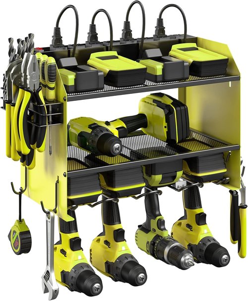 CCCEI Modular Power Tool Organizer - Wall Mount Charging Station & Heavy Duty Rack | Green, 1 Pack