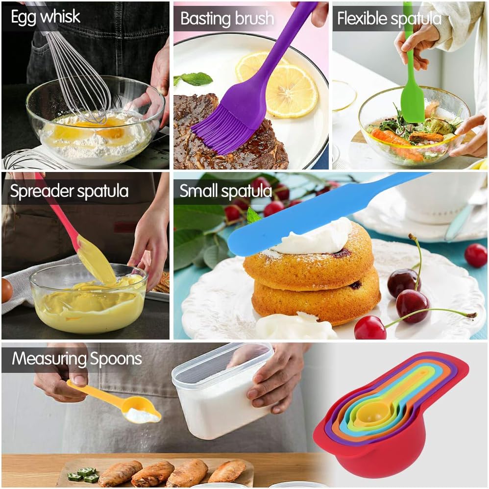 Rottay Mixing Bowls Set - 20PCS Stainless Steel Nesting Bowls with Airtight Lids & Grater Attachments | Non-Slip Bottoms