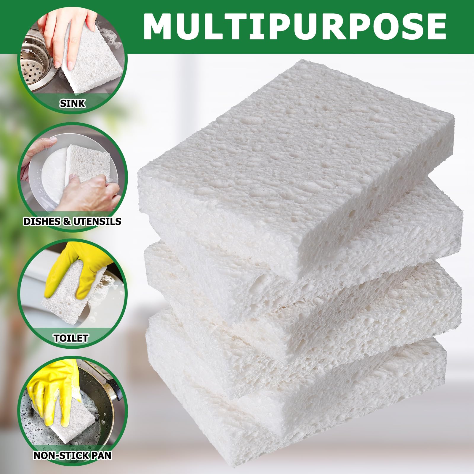 Vilphel 12 Pack Dishwashing Sponges Natural Cellulose Sponges Plant Based Resilient and Reusable Soft Dish Sponges for Washing Dishes DIY Craft Sponge for Fun