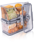 Dynta Bread Box 2 Pack Bread Storage Container Airtight Recording Time Bread Box for Kitchen Countertop Plastic Bread Keeper with Lid for Homemade Bread, Toast, Loaf, Cookies