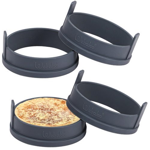 Webake 4 inch Silicone English Muffin Rings, Nonstick Standard Size Crumpet Ring, Egg Rings, BPA-Free, Set of 4
