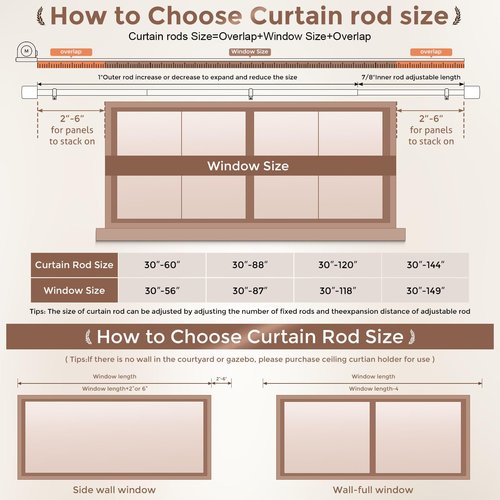 JRZOO Wood Curtain Rods, 1'' Decorative Adjustable Rustic Farmhouse Drapery Rod, Heavy Duty Boho Curtain Pole for Windows 28 to 48 Inch with Imitation Wooden Grain Finials, (Light Wood/Unique Design)