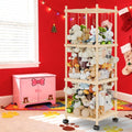Subbox Stuffed Animal Storage and Holder - Large Size Wooden Animals Zoo Toy Organizer with Elastic Bands, Swivel Wheels and Castle Stickers, For Toddler Rooms, Playrooms, Bedrooms(58x16x16inch)