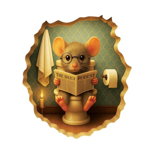 GRITKULTURE Removable Mouse Sitting on Toilet in Mouse Hole Decal Sticker 5.1inch 2 Pack. Mouse Hole in The Wall Sticker with 3D Effect. Wall Decoration, Funny Gift, Potty Training, Prank (#1)