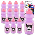SANRIO Kuromi Kids 11.8 Oz Reusable Water Bottles Party Favor 12 Piece Bundle with 11.8 Oz Bottles with Pull Top Lid Plus Stickers, More for Girls | Bulk Kuromi Water Cups