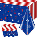 Patriotic Tablecloths by [Brand Name] - 3 Pcs Red, White & Blue Disposable Covers | 54x108 Inch for 4th of July Celebrations