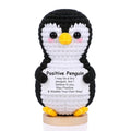 JoycuFF Mini Positive Crochet Penguin, Funny Graduation Birthday Gifts for Women Men Friend Daughter Coworker, Valentines Day Emotional Cute Penguin Present