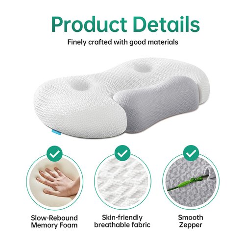 MOONYOOY Firm Memory Foam Contour Pillow, Ergonomic Orthopedic Cervical Design for Side & Back Sleepers, Strong Neck Support & Shoulder Pain Relief