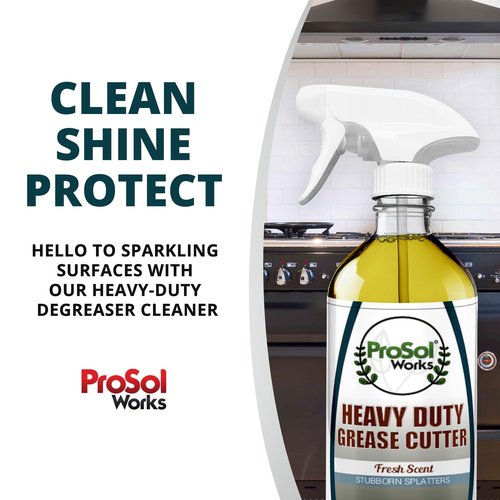 PROSOL WORKS Degreaser Cleaner Heavy Duty Cleaning Spray 16 oz - Kitchen Cleaner for Stubborn Splatters, Stove Top, Grill, Drip Pans, & Oven Cleaner - Safe on All Surfaces - Fresh Scent