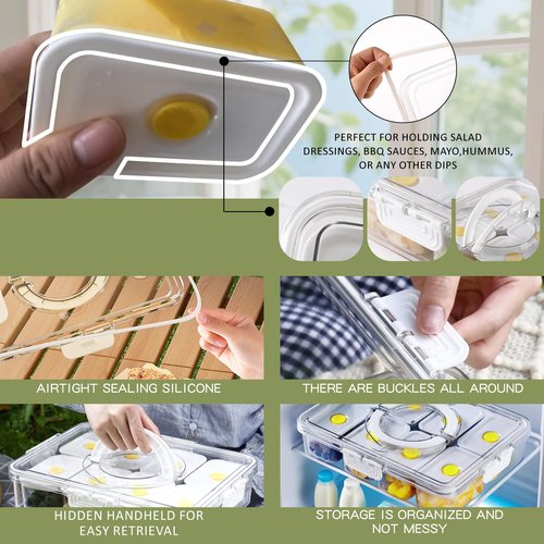 FZDSY Snackle Serving Tray with Lid – Leak-Proof Upgraded Snack Platter for Dips, Sauces, Fruits & Veggies – Airtight Covered Food Tray for BBQ, Picnics, Road Trips & Outdoor Entertaining