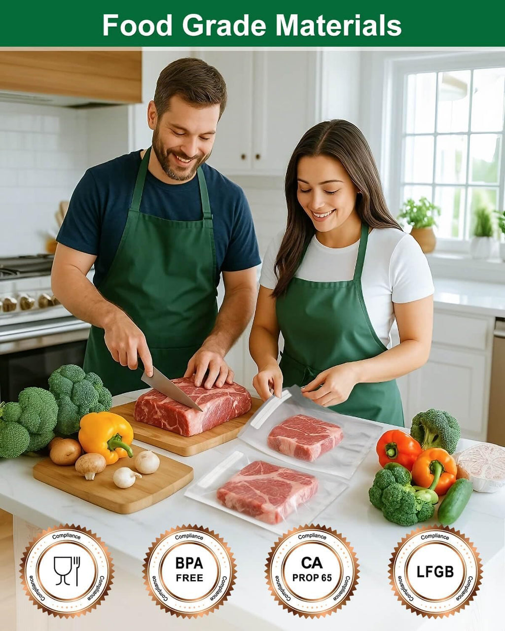 Quart Vacuum Sealer Bags - BPA-Free Heavy Duty 8x11 Inch Food Storage | 100 Count Precut with Labeling Area