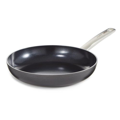 Berghoff Graphite Non-stick Ceramic Frying Pan/Skillet 10", Recycled Aluminum, Non-toxic Coating, Full Disk Bottom, Stir Fry Eggs Veggies Oven Bakeware, Oven-to-Table Cookware