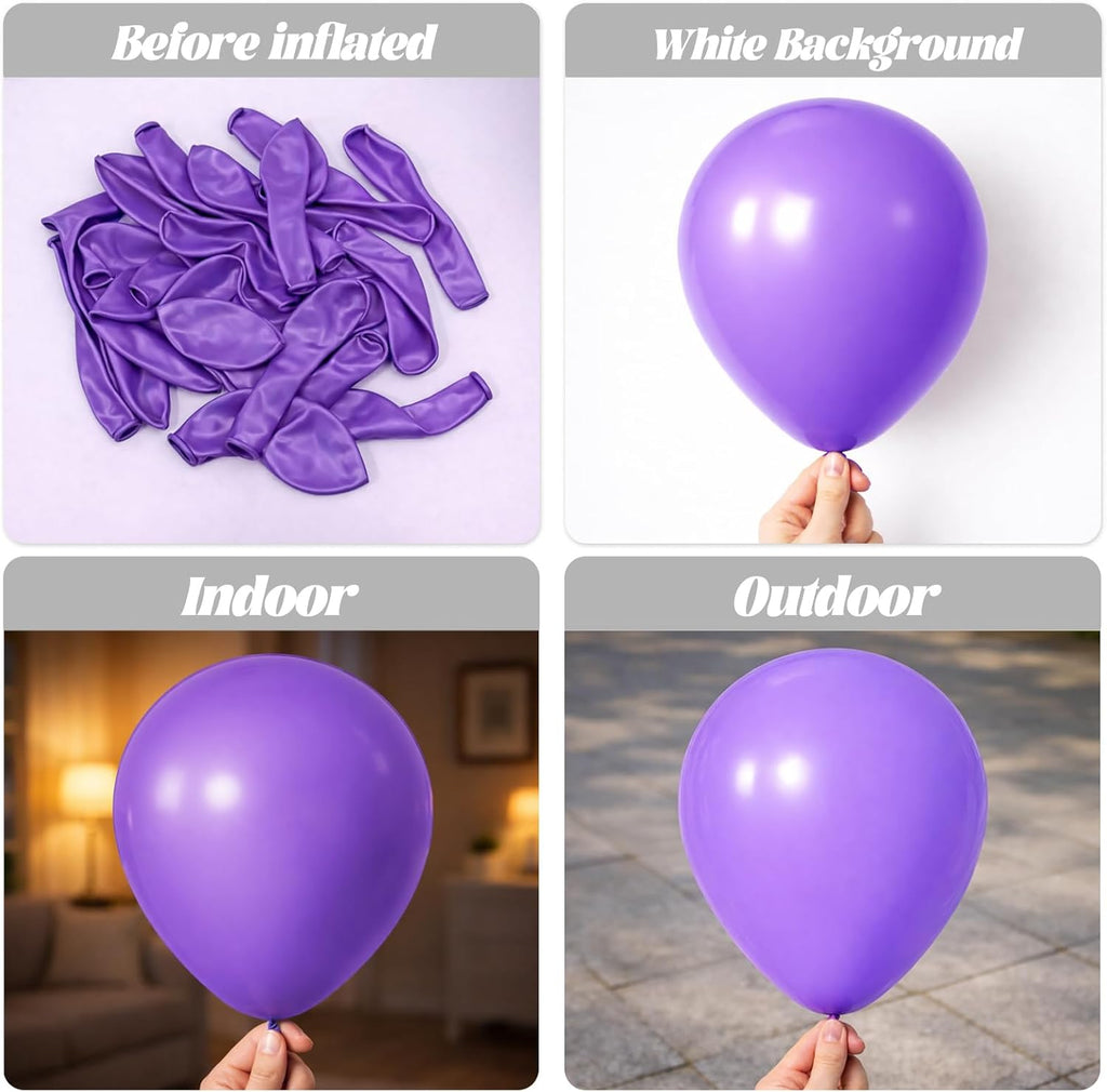 Voircoloria 90-Pack Purple Balloons - Versatile Sizes for Halloween, Graduation, Weddings & Parties