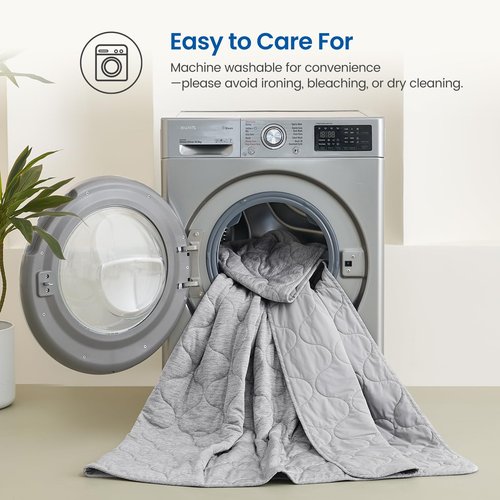 Cozy Bliss Cooling Dual-Sided Blanket for Hot Sleepers, Q-Max>0.46 Lightweight Soft Breathable Bed Blanket, Double Side Cooling Throw for Night Sweats (Silver Grey, 50"x70")