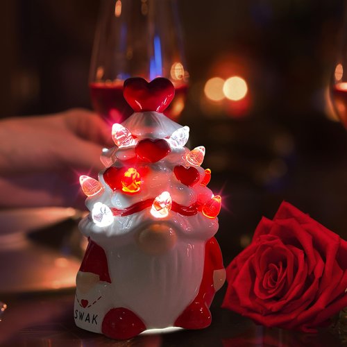 Valentines Day Decorations, Small Valentine Gnomes Decor, Valentines Day Decor, Valentine's Day Decorations, Valentine Ceramic Tree Gnome Decoration for Home, Table