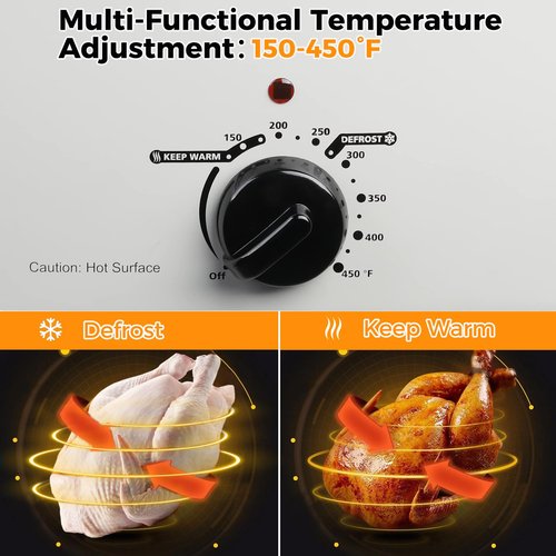 Roaster Oven 26Qt, Multifunctional Electric Roaster Oven for Turkey Meats Bread Soup Sauce, Fast-Cooking Turkey Roaster with Self-Basting Lid, Removable Pan and Rack, Stainless Steel