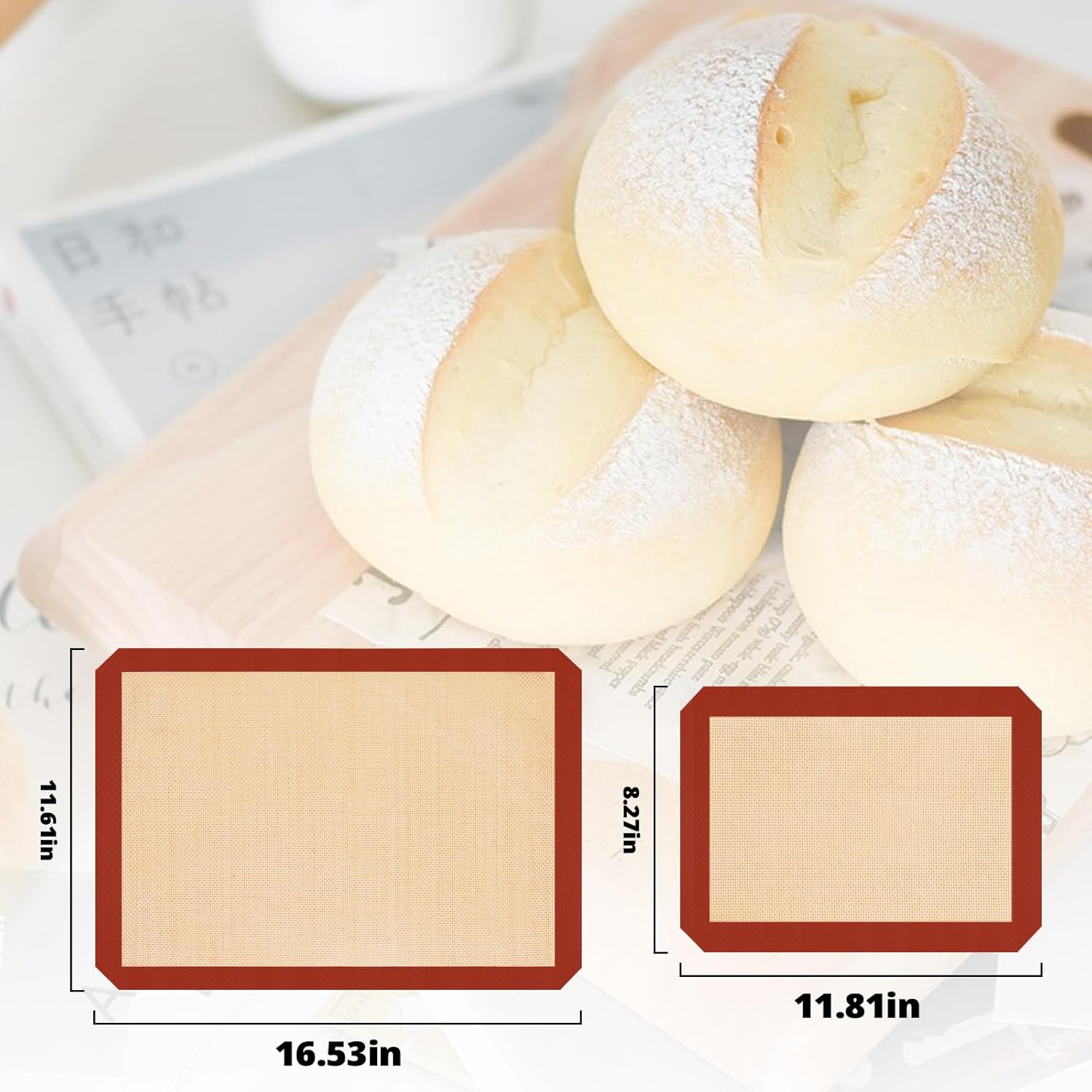 Skiennix Silicone Baking Mats - 3 Pack Non-Stick Oven Sheets for Easy Cleaning & Reusable Baking