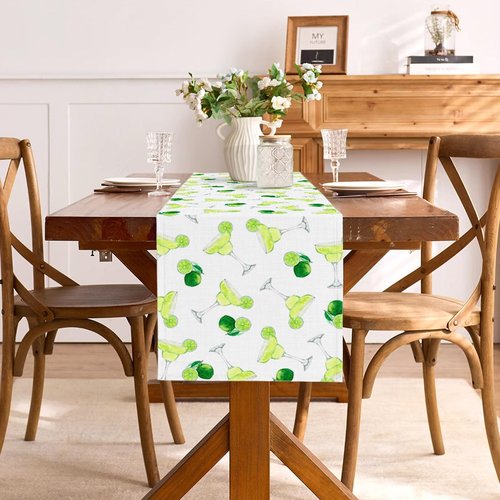 Margarita Party Decoration Table Runner Margs and Matrimony Bachelorette Decor for Mexican Taco Bar Cocktail Bridal Shower Dining Room Home Kitchen Island Decor (13" x 72")