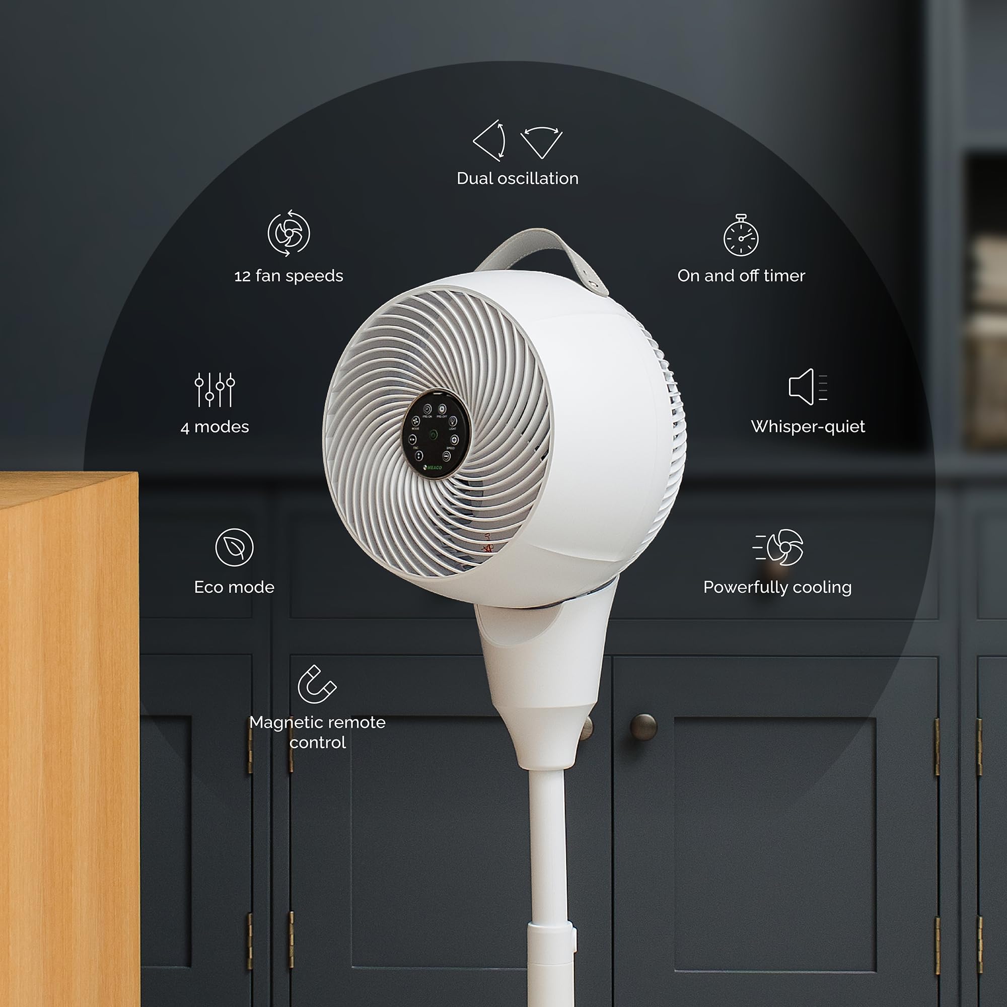 Meaco MeacoFan 1056P Pedestal fan, Air Circulator Award-winning, super-quiet, energy-efficient pedestal fan for bedroom and general home use