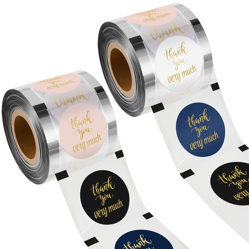 Henoyso 2 Roll Cup Sealer Film for Sealing Machine 90-105 mm 6400 Cups Bubble Tea Sealer Film for 16 oz Plastic Cups for Bubble Tea, Water, Coffee, Juice, Soda (Thank You Style)