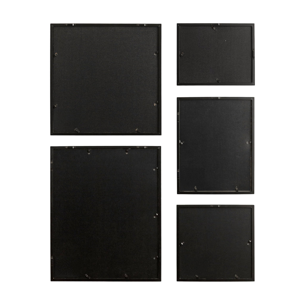 Kate and Laurel Gallery Contemporary Rectangle Picture Frame Set of 5, Varying Sizes, Black, Modern Five-Piece Photo Frames for Gallery Wall Set in Living Room Wall Decor