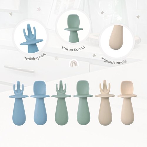 Baby Bliss Baby Spoons - 6 Pack Silicone Utensils for Self-Feeding | BPA Free, Perfect for 6 Months+