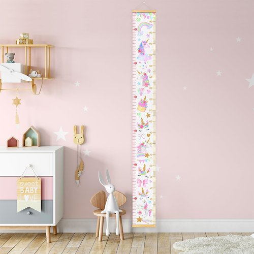 HomeEvolution Kids Growth Chart Height Measuring Chart, Unicorn Canvas Wall Hanging Rulers for Baby Children Girls Bedroom Decor