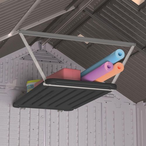 Suncast Outdoor Storage Shed Loft Shelf Kit, Space-Saving Hanging Shelf for Outdoor Storage Sheds, 45" W x 24" D x 1.5" H, Black, Made in the USA