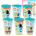 Bluey Reusable Tumbler Cup Pack - Themed Party Favor 6 Piece Bundle with 24 Oz Cups Measuring 6" Tall Plus Stickers, More | Bulk Bluey Water Tumblers