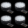 LARDUX Pack of 4 LED Lights Base with Remote - 6-inch Round Lights Display Stand for Effiel Tower Vase Crystal Glass Art LED Pedestal Base - Charging USB or Battery Powered