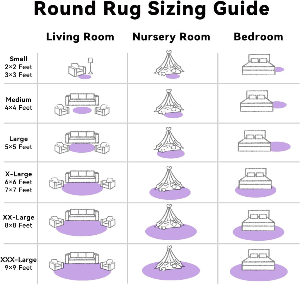 OLANLY Purple Round Rug - Soft & Fluffy 6 ft Circle Area Rug for Bedroom, Living Room & Nursery Decor