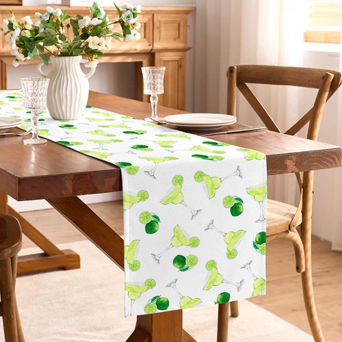 Margarita Party Decoration Table Runner Margs and Matrimony Bachelorette Decor for Mexican Taco Bar Cocktail Bridal Shower Dining Room Home Kitchen Island Decor (13" x 72")