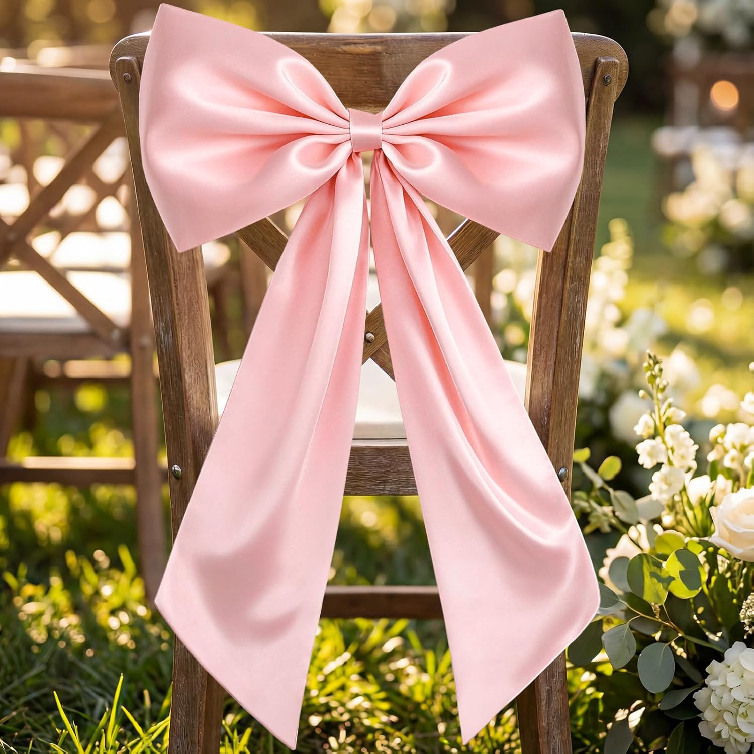 Skiennix Large Pink Bow Set - 22Pcs Giant Satin Bows (40x24 Inch) & 21 Small Bows for DIY Decor