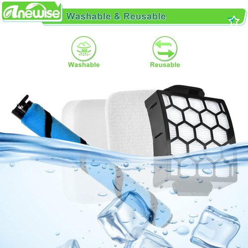 Anewise Filter Brush for Shark Rotator Lift-Away DuoClean LA702 LA802 LA502 LA502NP LA500 LA500WM LA455 LA700 LA555 LA701 Upright Vacuum, 1 Brush, 2+4 Filters, Part #1483FC2000, XHF320, XFFK320