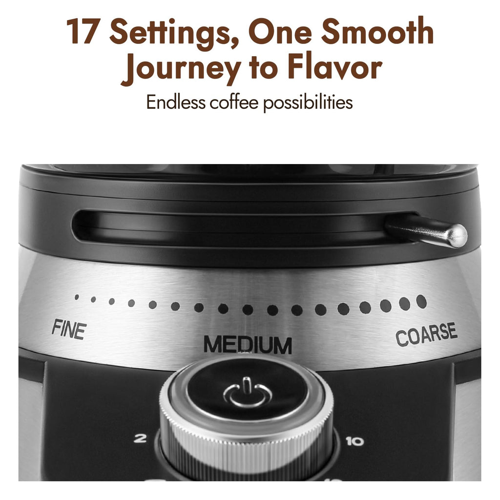 Secura Electric Conical Burr Coffee Grinder With 17 Grind Settings From French to Espresso, Black