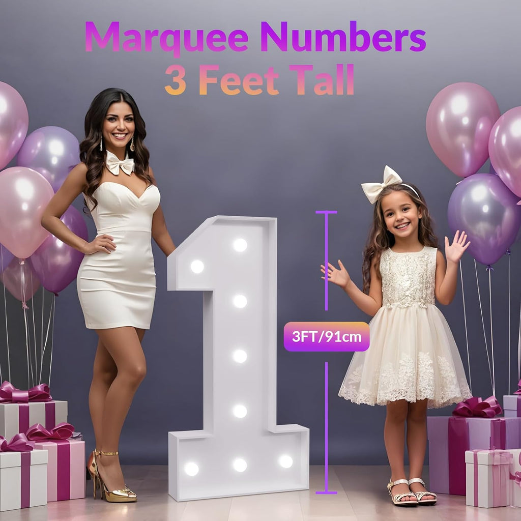 Number 40 Marquee Sign - 3 Feet Tall Light Up Decoration for 40th Birthday Party & Anniversary