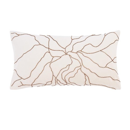 Lush Decor x Chuks Collins Roots Velvet Decorative Pillow Cover Single 12" W x 22" L Cream - 12x22 Pillow Cover - Luxury Throw Pillows for Bed, Couch or Chair - Luxury Home Decor