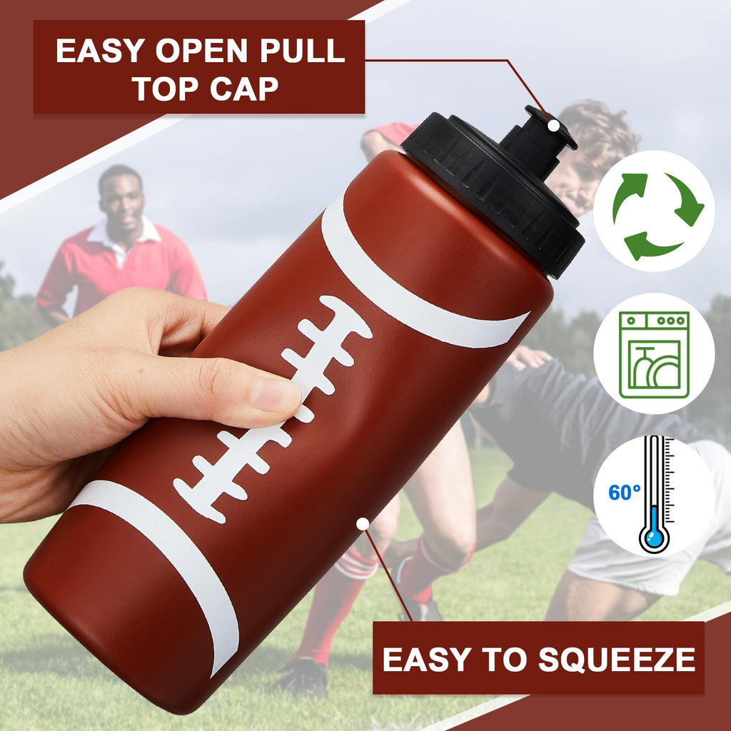 Yaomiao 6 Pcs Football Water Bottle, Football Party Favors Bulk, 20 oz Reusable Bpa-free Squeeze Water Bottles, Stuff for Sports Gifts, Team Gifts, Birthday, Tailgate Parties