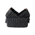 QingtuHome Paper rope Small Storage baskets for Organizing,Cute woven Little basket for Home，Shelves, Bathroom,Decorative basket,Set of 3 (Black)