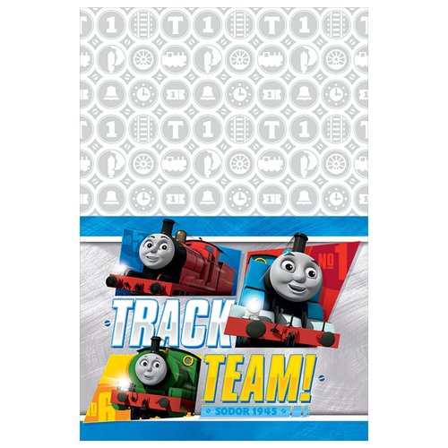 Deluxe Thomas & Friends All Aboard Plastic Table Cover - 54" x 96" (Pack of 1) - Durable, Easy Cleanup & Adorable Design - Perfect for Kids' Train-Themed Parties & Events