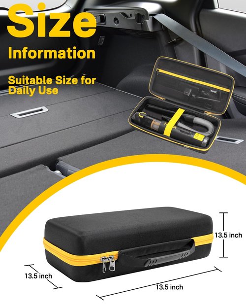 RAIACE Car Vacuum Case, Hard Travel Storage Case Compatible with Fanttik V8 Apex/Slim V8 Mate/ V10 Apex Car Vacuum, Carrying Bag with Mesh Pocket for Accessories. (Case Only) - Black (Black Lining)