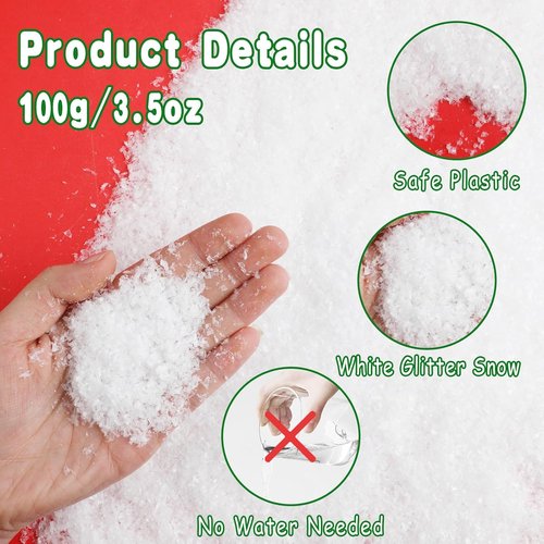 FOIMAS Artificial Snow - Glittery Fake Snow Powder for Christmas Village Decor | 100g/3.6oz