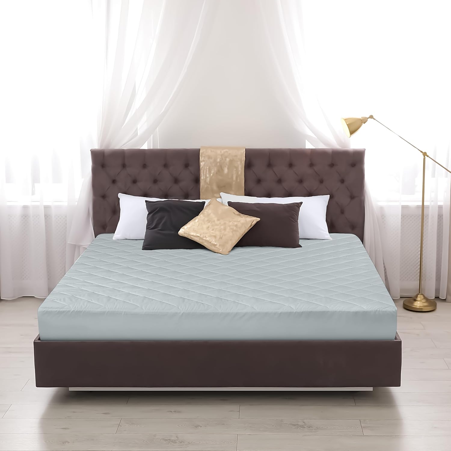 Utopia Bedding Quilted Twin Mattress Pad - Elastic Deep Pocket Protector | Machine Washable Light Grey