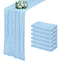 RealBox 6 Pack Baby Blue Cheesecloth Table Runner 17x108 Inch Semi Sheer Boho Gauze Cheese Cloth Fabric Table Runners, for Wedding Party Baby Shower Birthday Home Decor Garden Farmhouse