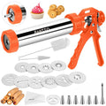 Churro Maker Machine, 3-in-1 Multifunctional Hollow Churros Machine, Churreras para Churros, Stainless Steel Churro/Cookie Making Kit with Piping Bag, 2 Brushes, 10 Discs and 7 Icing Piping Nozzles