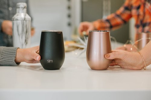 Simple Modern Wine Tumbler with Lid | Cute Stemless Glass Cup with Press-In Lid | Insulated Stainless Steel Coffee Mug | Gifts for Women Men Him Her | Spirit Collection | 12oz | Raspberry Vibes