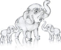 HDCRYSTALGIFTS Crystal Elephant Figurines Set - Lucky Glass Collectibles for Home Decor | 3.5'' Mother & 2'' Babies