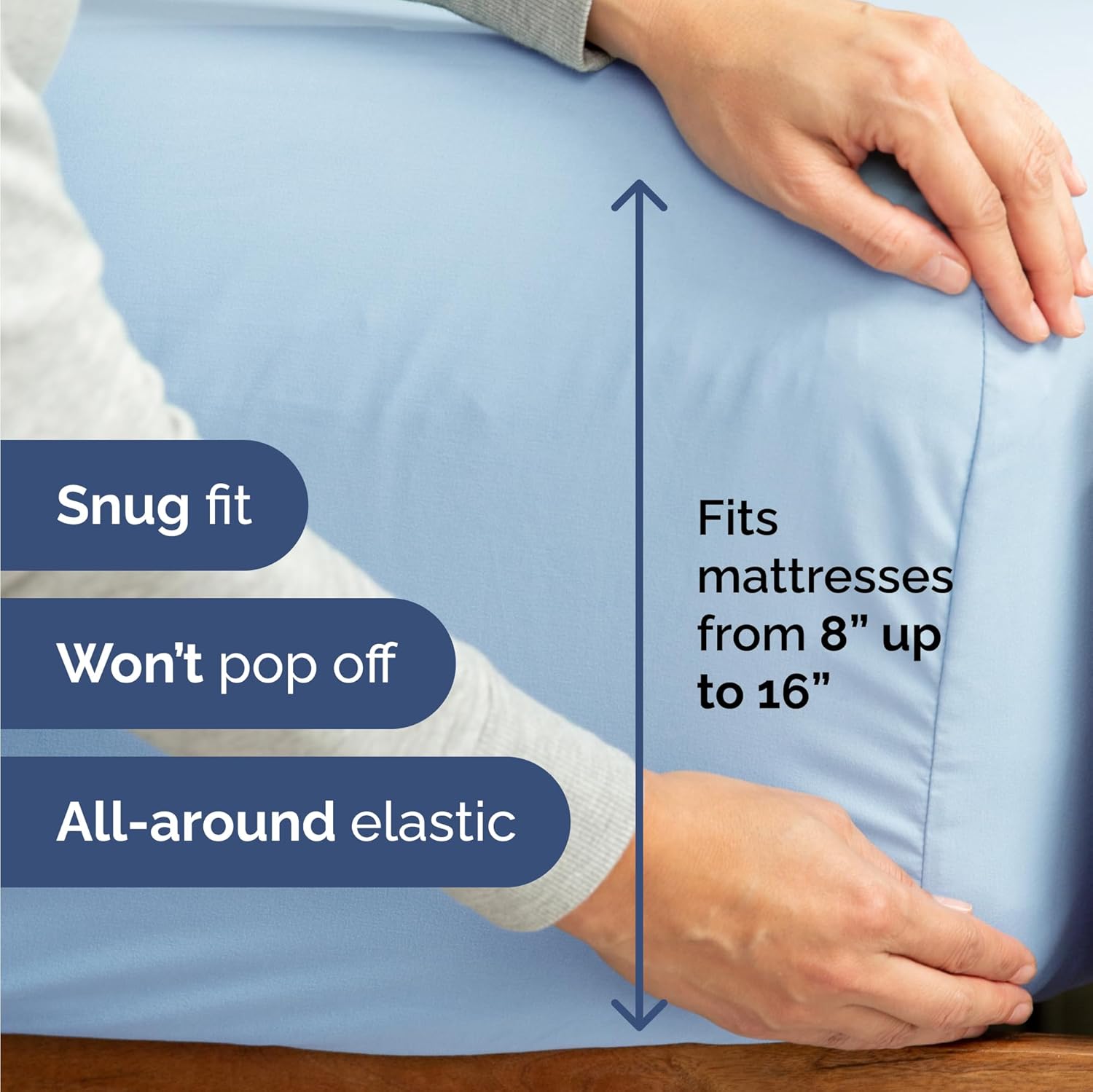 Skiennix Twin Size Sheet Set - Comfy Cooling Bed Sheets for All Ages - Deep Pockets, Soft & Wrinkle-Free - Light Blue