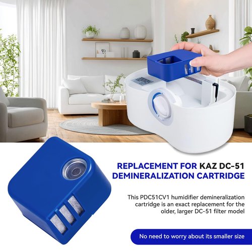 PDC51V1 Demineralization Cartridge Compatible with Vick Humidifier V4600, V5100, VUL575 and Sunbeam696 Only, Humidifier Filter Replacement Effectively Reduce White Dust, Pack of 2, Blue